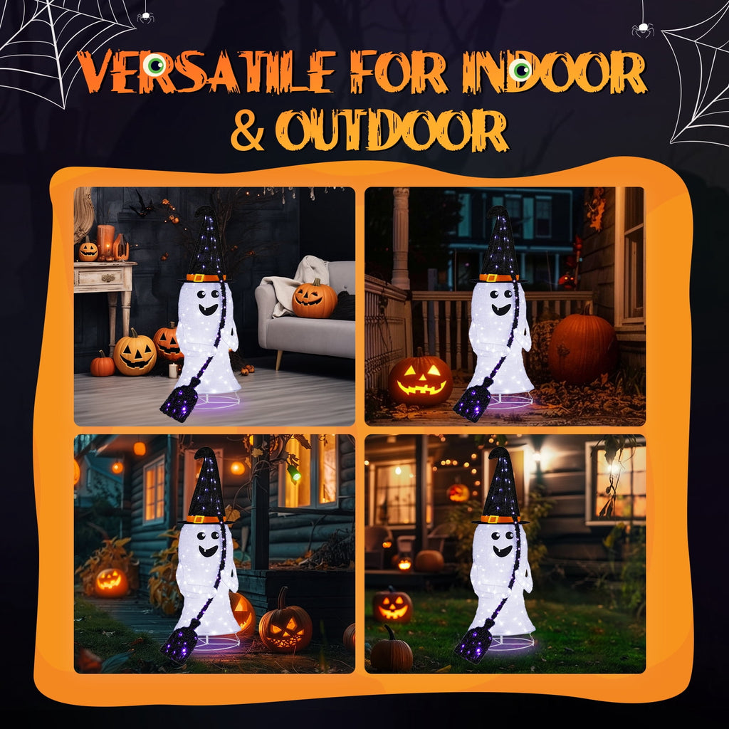 Zimtown 4 FT Halloween Outdoor Decor Halloween Ghost Lighted Halloween Yard Decoration for Party