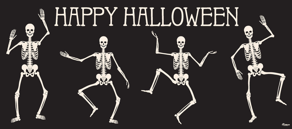 7' x 16' Skeletons Halloween Garage Door Banner - Lively & Spooky Double Garage Door Decorations