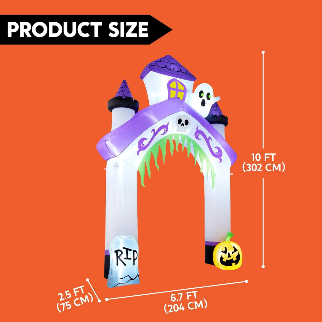 Joyfy 8 ft Halloween Inflatable Pumpkin Archway Outdoor Decoration,Blow Up Arch Decor for Yard with Build-in LED Lights for Yard,Garden & Party
