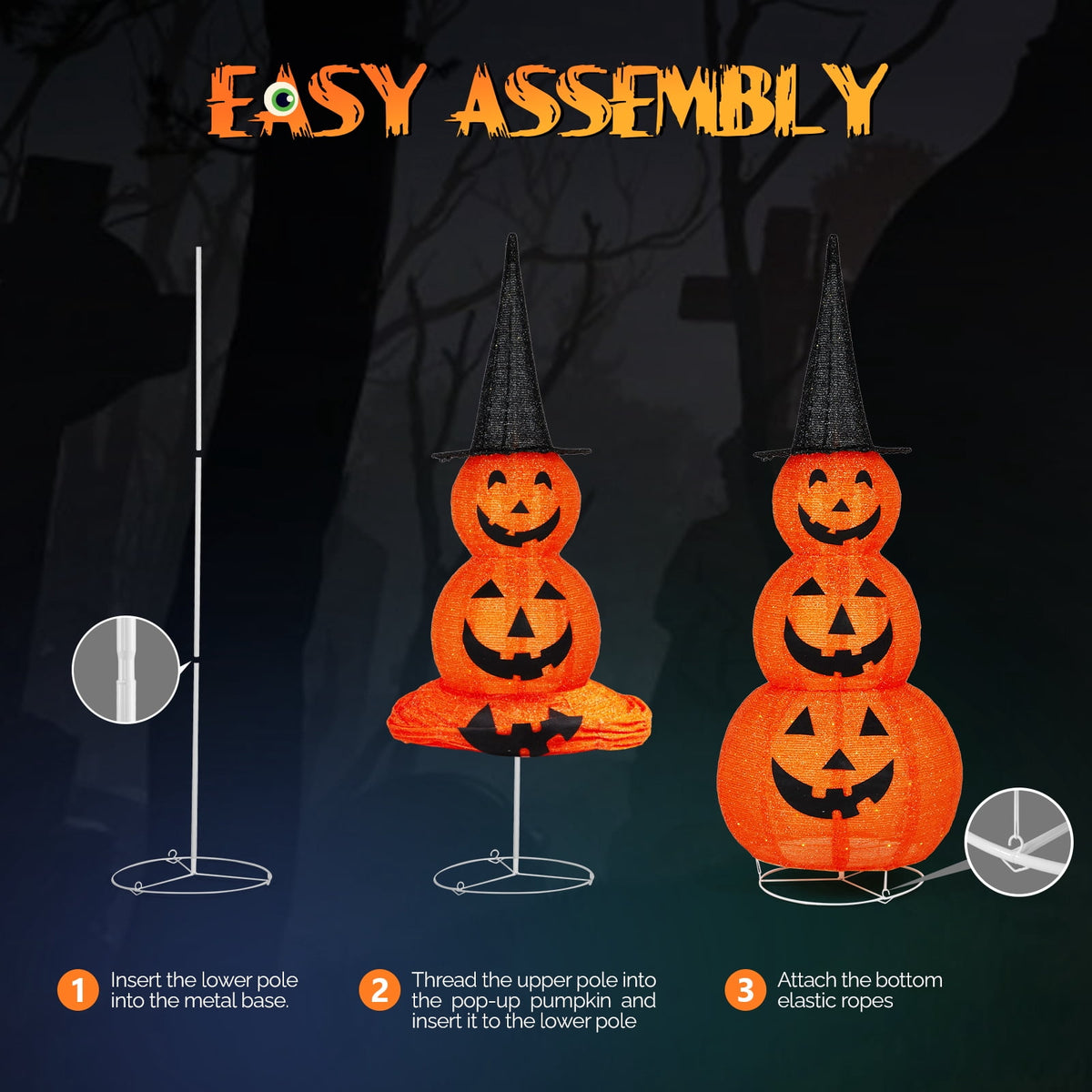 Ktaxon 3FT Pumpkins Halloween Lighted Pumpkin Outdoor Decoration for Holiday Lawn Garden Party,2Pcs