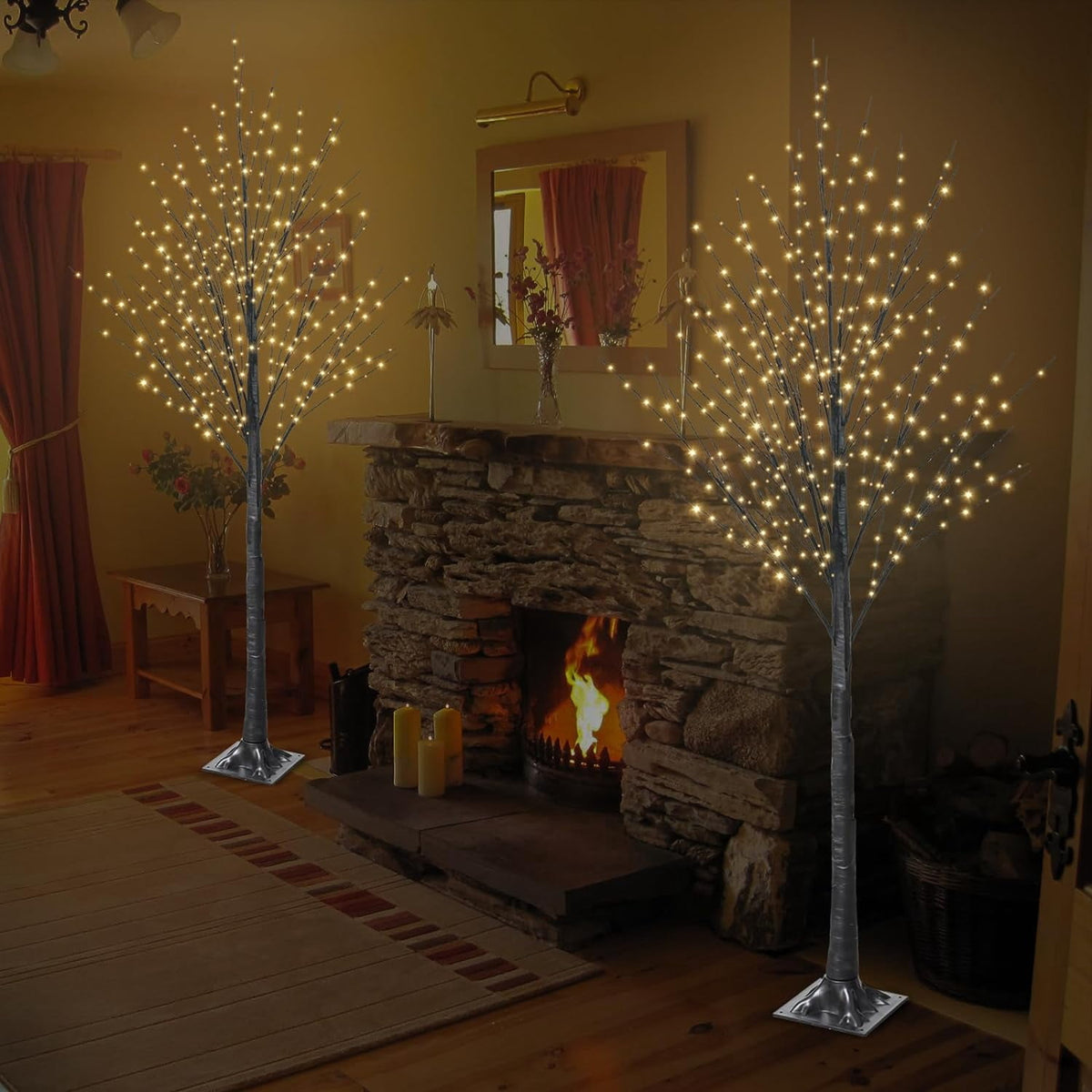 7FT Lighted Twig Tree, 600 Warm White LEDs