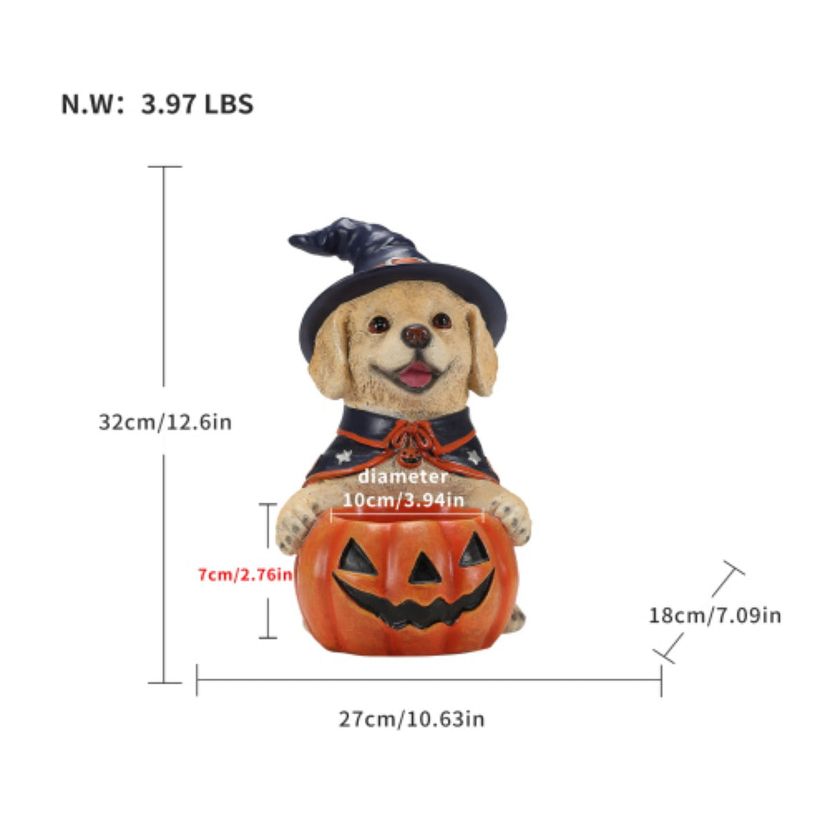 SpookHaven Halloween Jack‑O‑Lantern Pumpkin Mist Sprayer Figurine, LED Light‑Up Fogger with Witch Hat & Skull Decoration, Spooky Ornament for Tabletop Entryway Halloween Party Home Decor