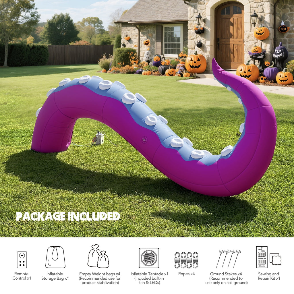Wellcomer 10x8ft Inflatable Tentacles with Color-changing LED & Built-in Blower - Halloween Outdoor Decor (1 Pc)