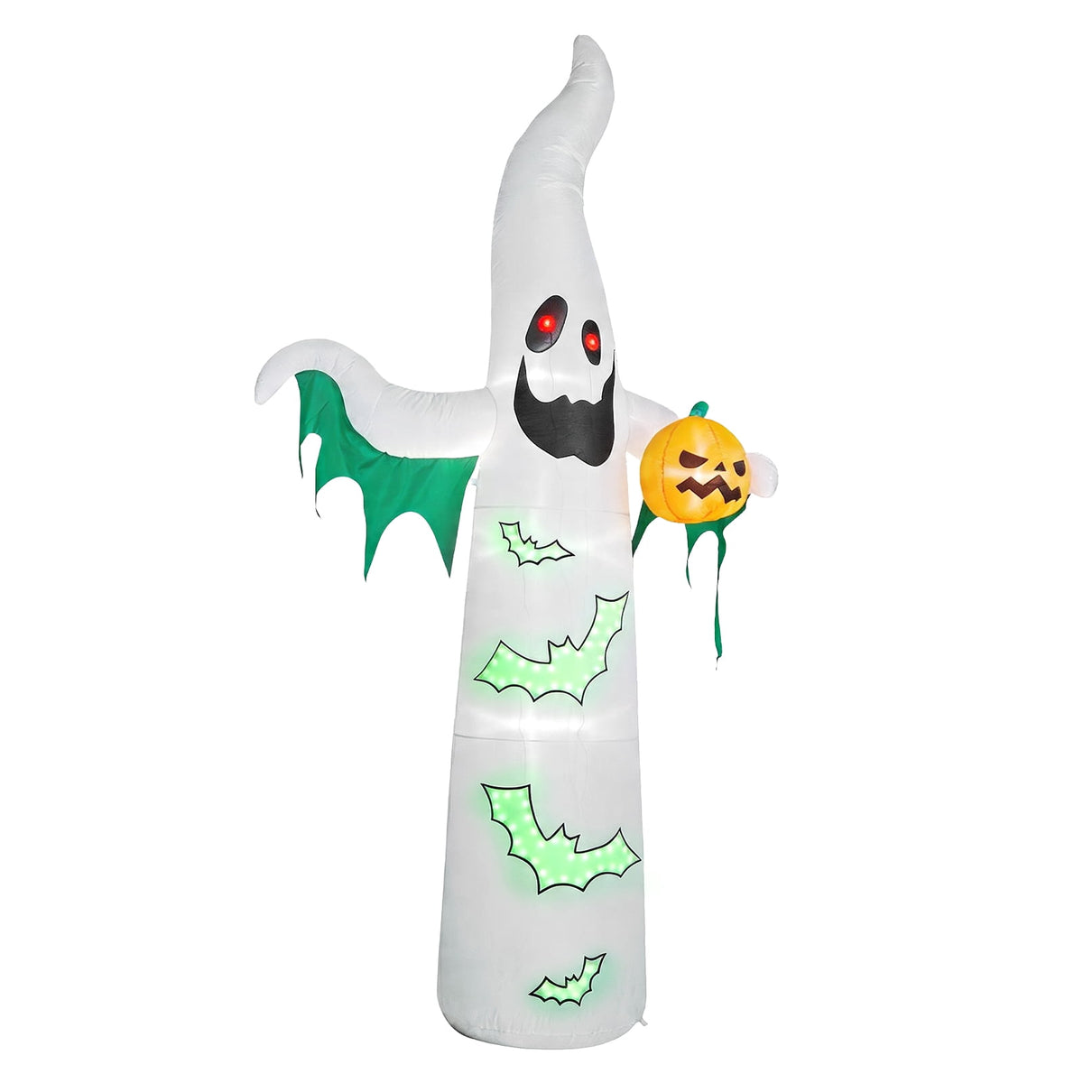 12ft Halloween Inflatable Ghost Bat Ornament with 4 LED Lights 82 String Lights