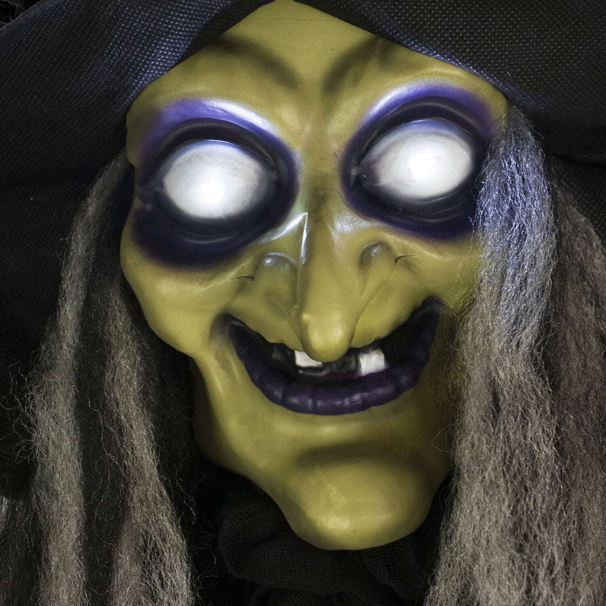Haunted Hill Farm 6 ft Animatronic Talking Forest Witch with Movement and Lights for Scary Halloween Decoration, HHWITCH-44FLSA