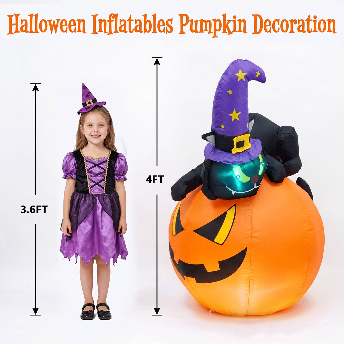 VETPW 10FT Large Halloween Inflatable Archway Decoration, Halloween Blow Up Lighted Archway with Ghost & Black Cat & Cornucopia, Trick & Treat Yard Garden Patio Lawn Outside Decor