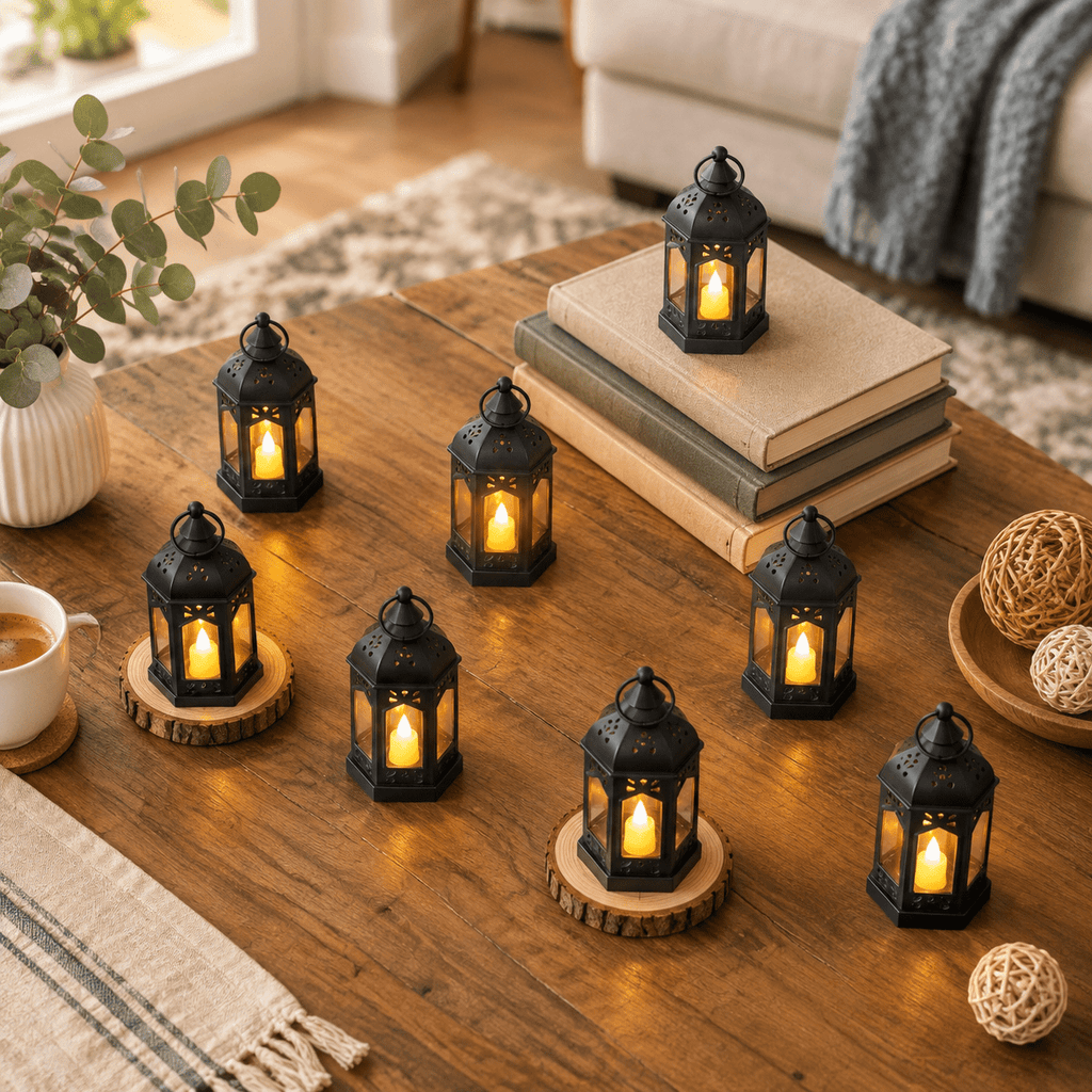 Mini Lantern With Flickering Led Candles Set Of 20 Vintdecorative Hanging Candle Lanterns Formas Wedding Decorations Party Table