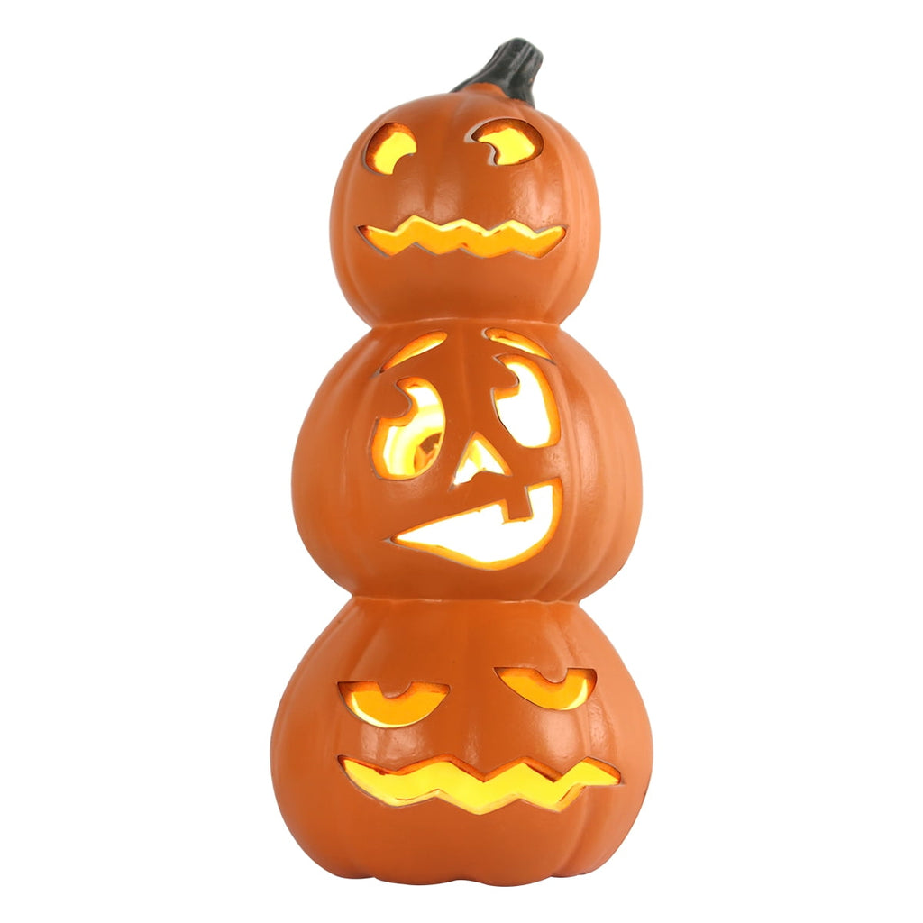 Gamexcel 21" Jack O Lantern Halloween Plastic Pumpkin Lights with Pre-lit LED Bulbs - Indoor/Outdoor Smile Face Decoration
