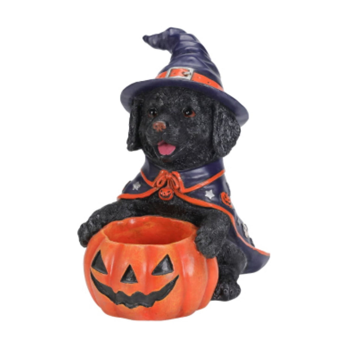 SpookHaven Halloween Jack‑O‑Lantern Pumpkin Mist Sprayer Figurine, LED Light‑Up Fogger with Witch Hat & Skull Decoration, Spooky Ornament for Tabletop Entryway Halloween Party Home Decor
