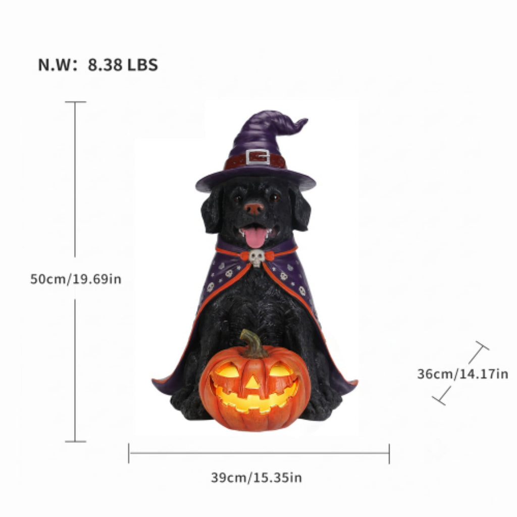 SpookHaven Halloween Jack‑O‑Lantern Pumpkin Mist Sprayer Figurine, LED Light‑Up Fogger with Witch Hat & Skull Decoration, Spooky Ornament for Tabletop Entryway Halloween Party Home Decor