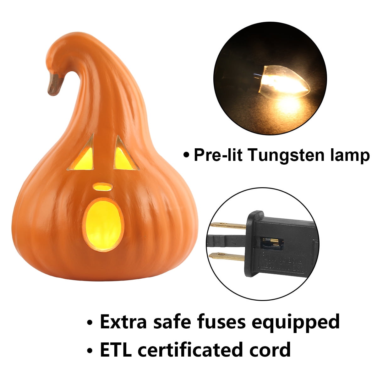 21in+12in LED Light Up Jack O Lantern Halloween Pumpkin Lights Indoor/Outdoor Holiday Festival Garden Patio Front Door Decor