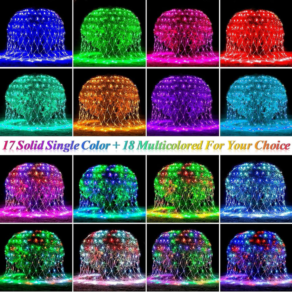 204 LED Christmas Net Lights Outdoor Connectable, 9.8FT x 6.6FT | 35 Colors Changing Halloween Net Lights with Remote, 9 Modes RGB Mesh Light Plug in for Bushes, Xmas, Garden, Holiday Decor