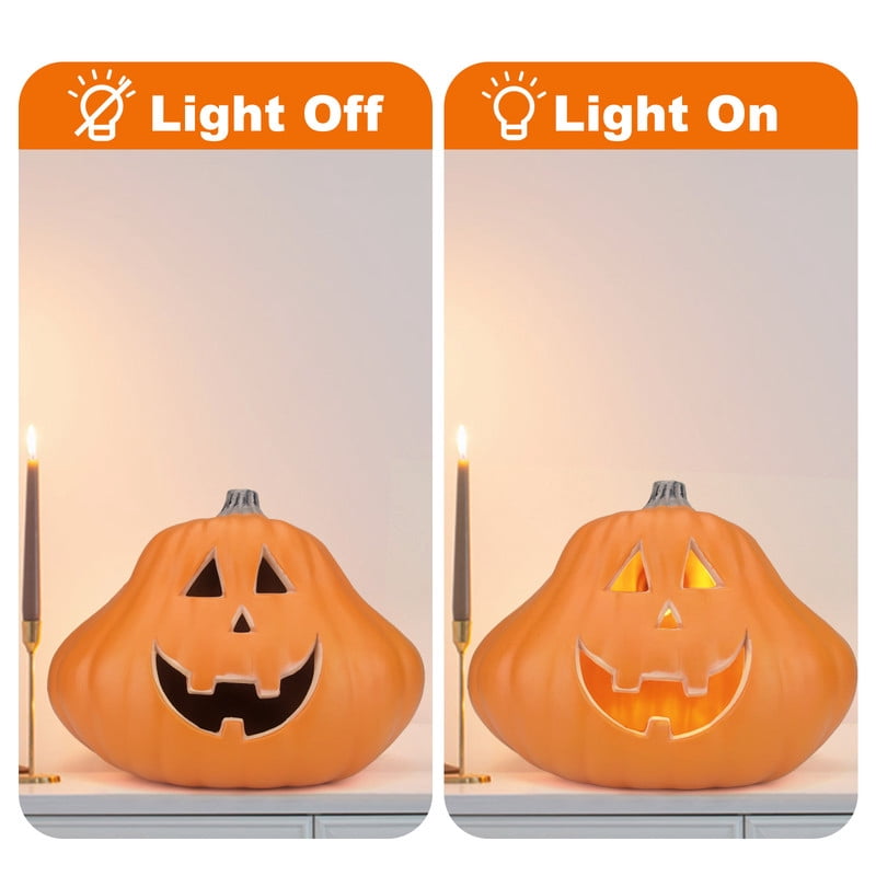 DUNCHATY 21" LED Pumpkin Light, Extra Large Angry Jack O' Lantern Halloween Decor for Outdoor Yard - Furious Face