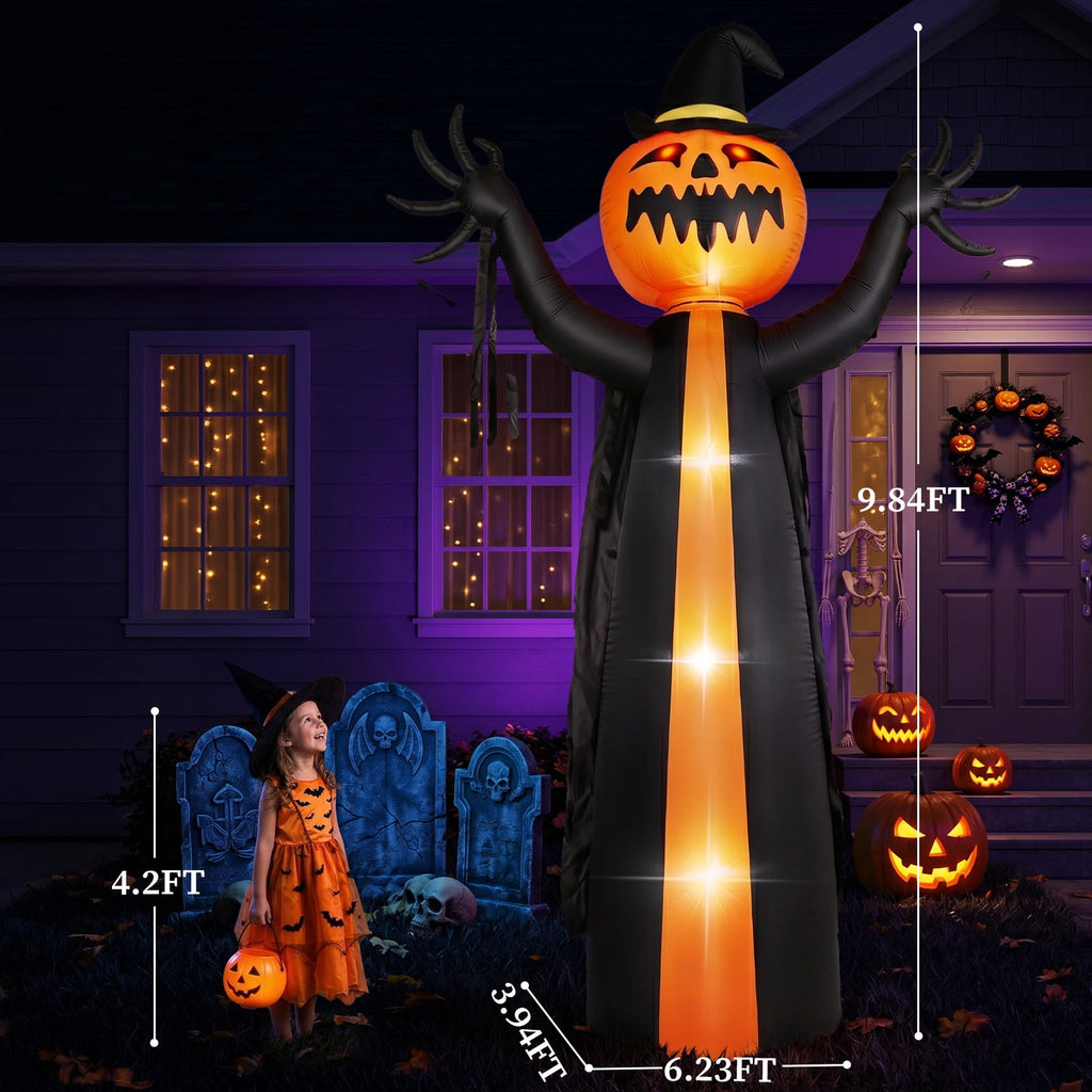 Zimtown 10 FT Halloween Inflatables Pumpkin with A Turning Head,Outdoor Halloween Decoration