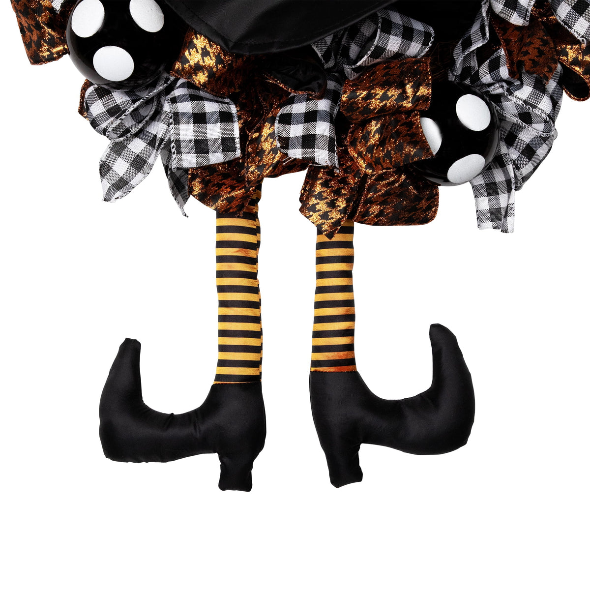 Northlight Witch with Bows and Ornaments Halloween Wreath - 24" - Orange and Black - Unlit