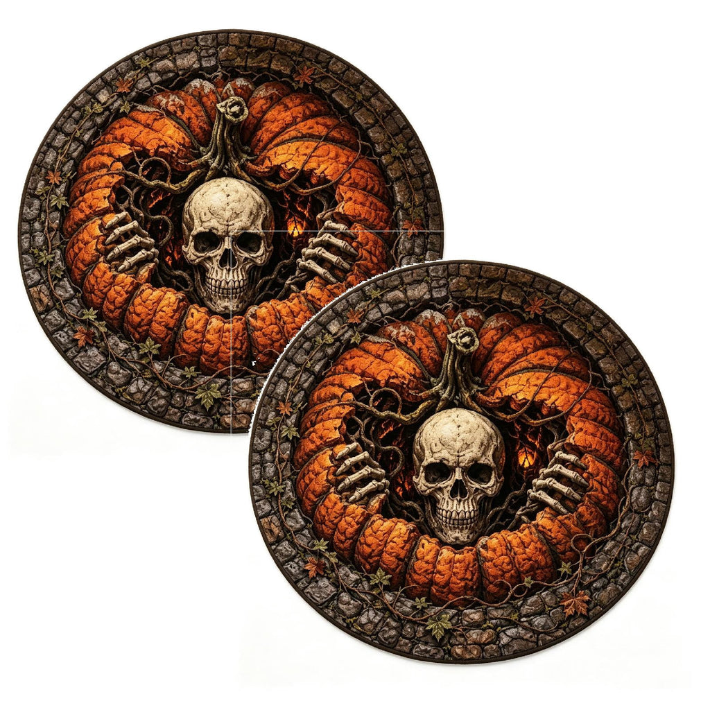 2Pcs 3D Round Halloween Doormat Set – Witch Hat Black Cat & Pumpkin Skull Design, Non-Slip Polyester Entry Mat For Indoor/Outdoor, Spooky Cute Fall Decor, Perfect Gift (48X48") 2026
