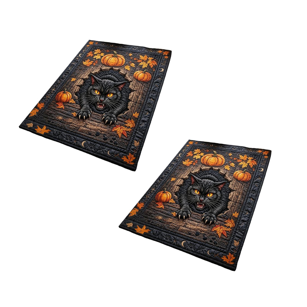 2Pcs Black Cat Doormat, Halloween Autumn Leaves Area Rug, Fall Decor Soft Non-Slip Accent Mat For Living Room, Bedroom, Entryway, Indoor Outdoor Welcome Mat 2026