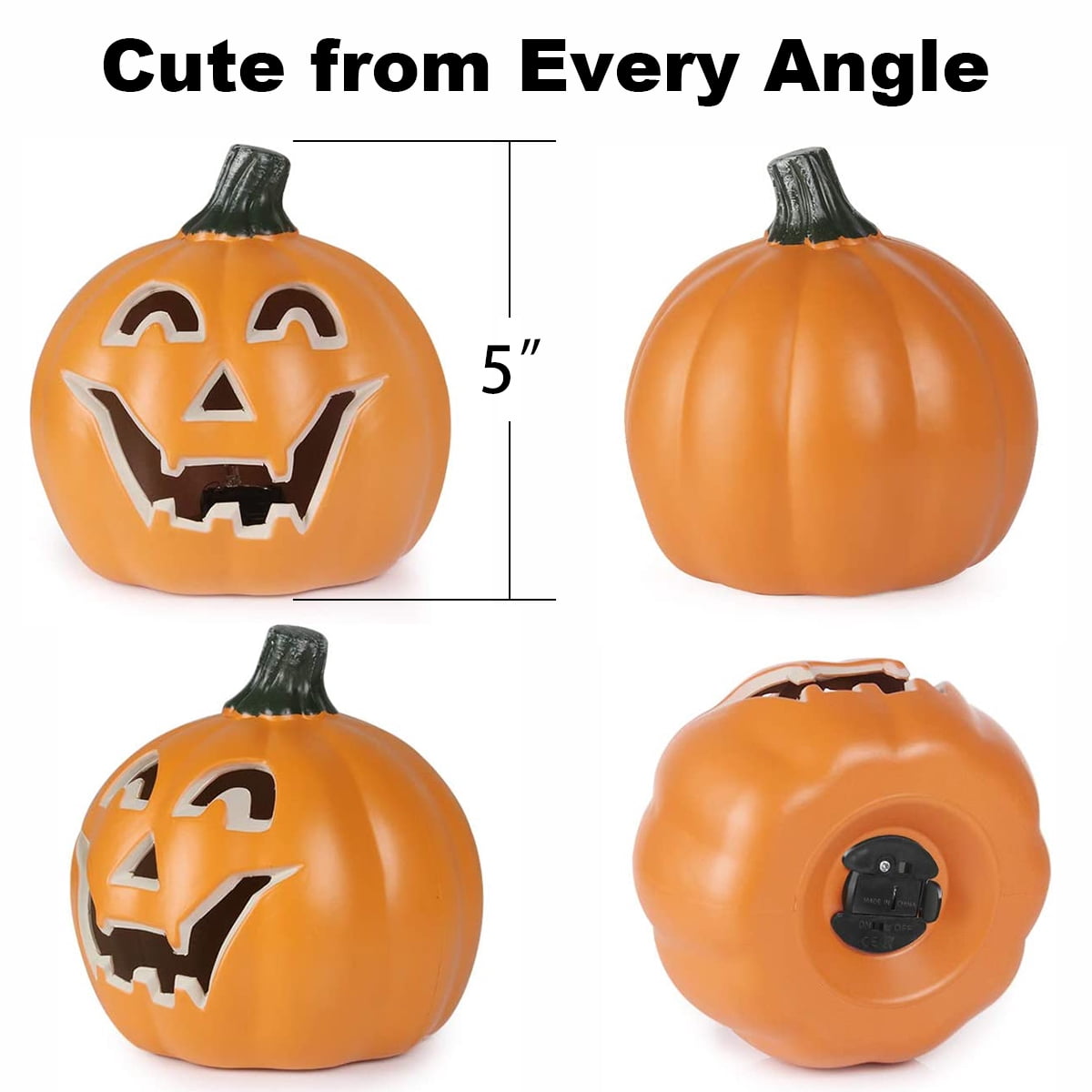 Gamexcel 21" LED Light-Up Jack O Lantern, Pre-lit Halloween Plastic Pumpkin Lights for Indoor/Outdoor Decoration - Angry Face