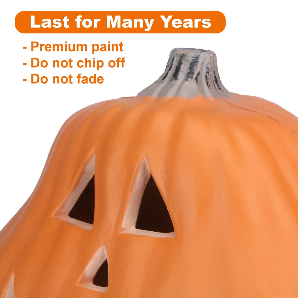 Gamexcel 21" LED Light-Up Jack O Lantern, Pre-lit Halloween Plastic Pumpkin Lights for Indoor/Outdoor Decoration - Angry Face