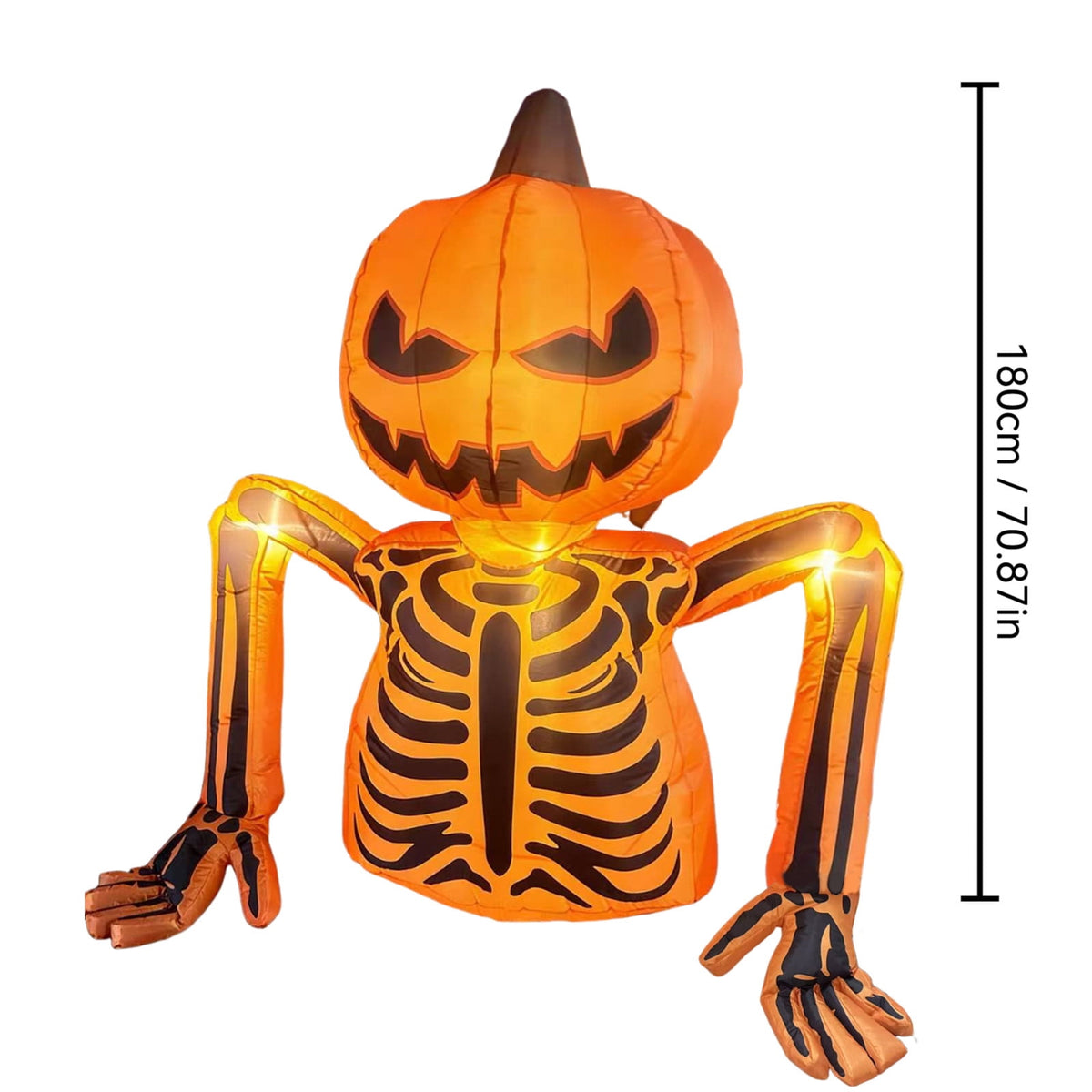 Halloween Inflatables Outdoor 6 Ft Pumpkin Skeleton Blow Up Yard Decoration with Built-in LED Lights Glowing Effect for Lawn Garden Holiday Party Display