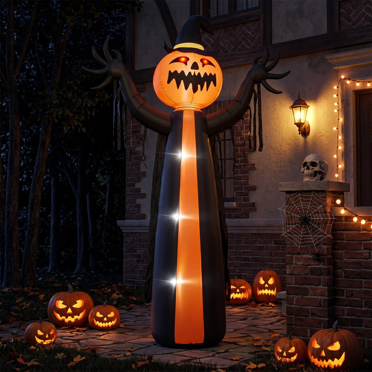 Zimtown 10 FT Halloween Inflatables Pumpkin with A Turning Head,Outdoor Halloween Decoration