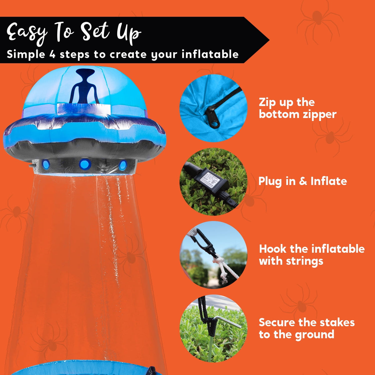 Joyfy 9 ft Halloween Inflatable UFO Alien Decoration with Built-in LEDs,UFO Halloween Decorations Outdoor Blow Up Yard Lawn Decoration