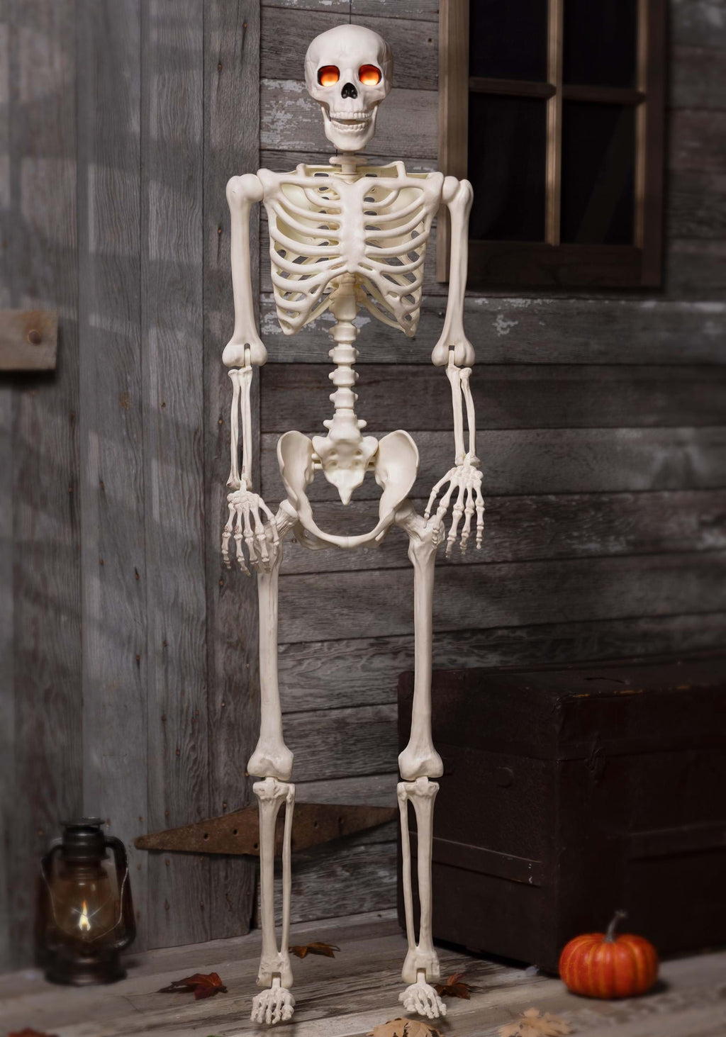 Deluxe Flaming Light Up Eyes & Talking Skeleton Decoration