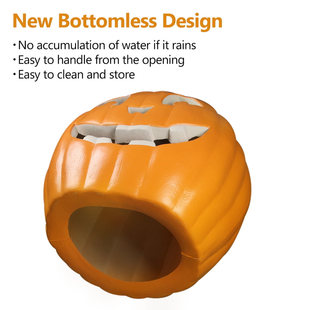 Gamexcel 21" Jack O Lantern Halloween Plastic Pumpkin Lights with Pre-lit LED Bulbs - Indoor/Outdoor Smile Face Decoration