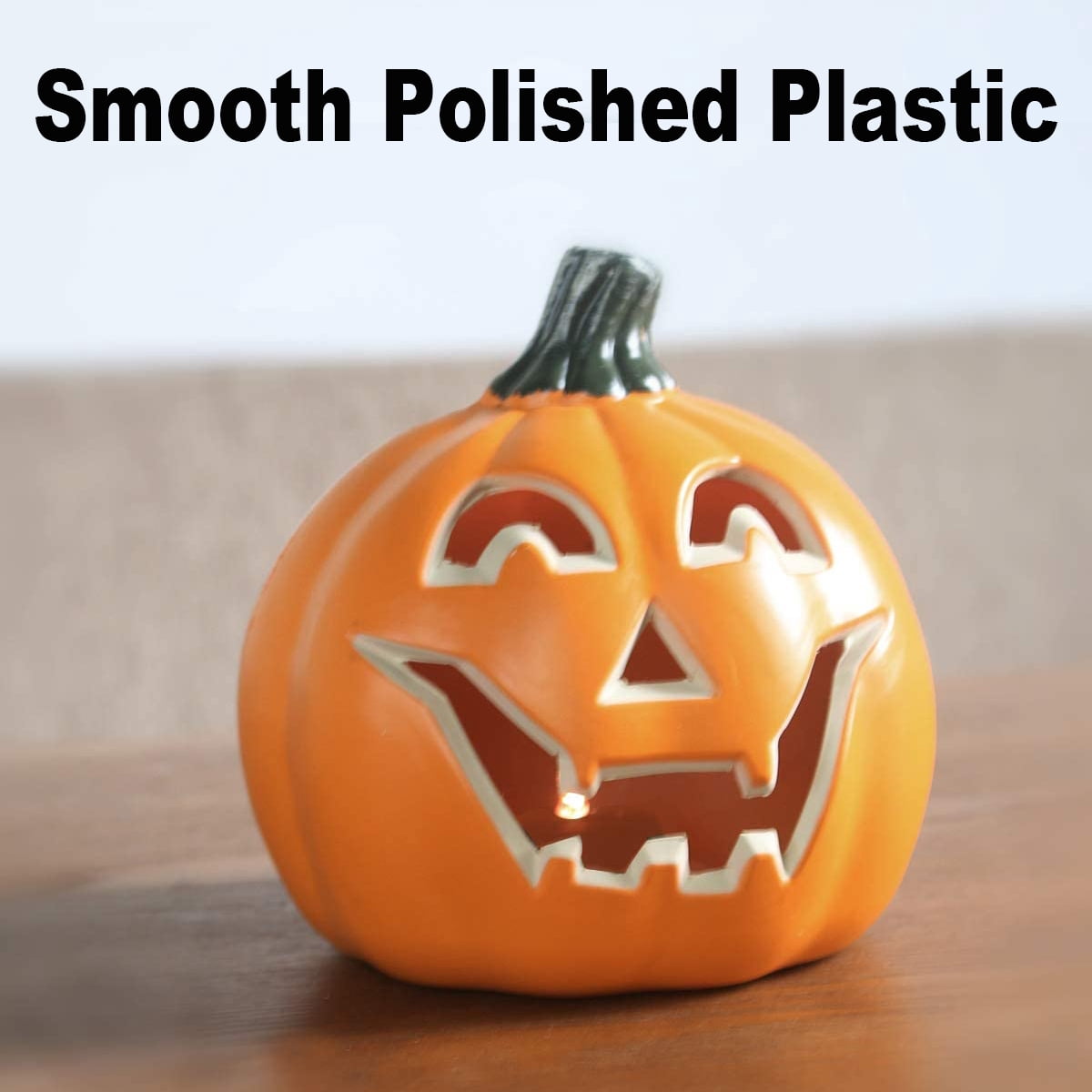 Gamexcel 21" LED Light-Up Jack O Lantern, Pre-lit Halloween Plastic Pumpkin Lights for Indoor/Outdoor Decoration - Angry Face
