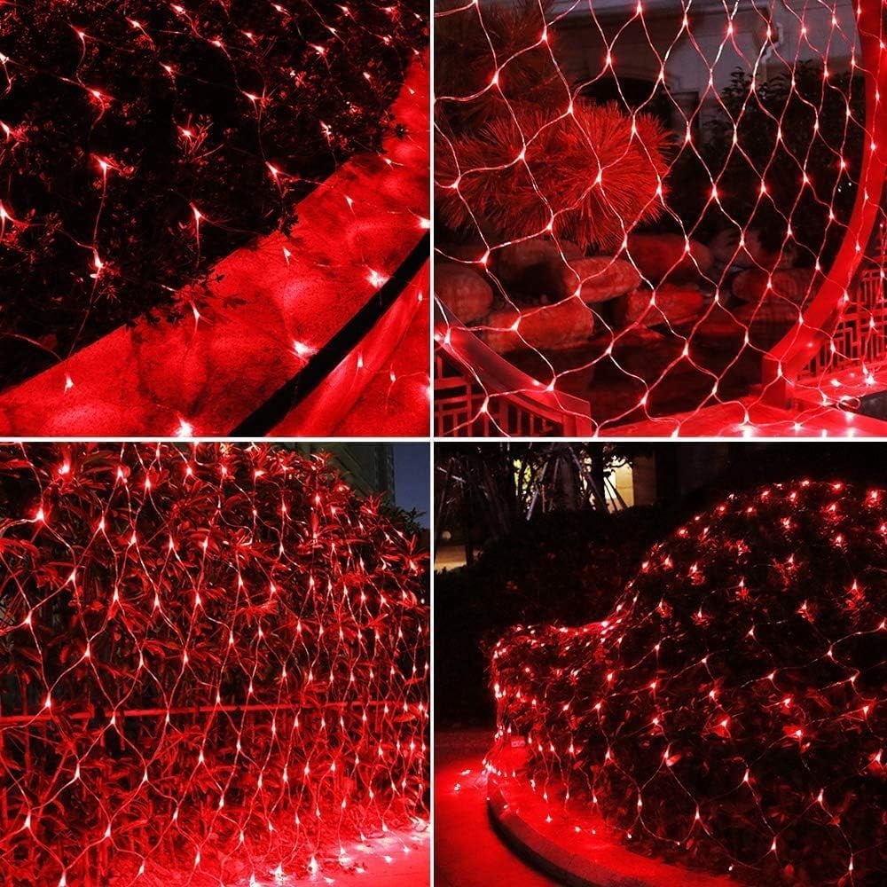 Garden Net Lights- Battery Operated 672 LED Waterproof Net Mesh Lights with 8 Modes- 6x4M Fairy String Lights for Outdoor Indoor Christmas Tree- Bush- Backyard- Garden- Party Décor.