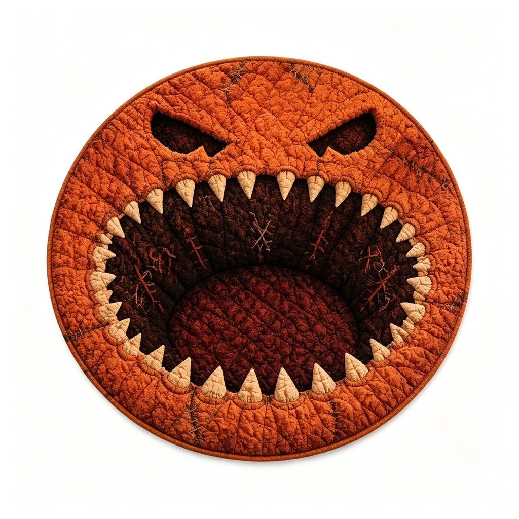 3D Circular Halloween Doormat â Pumpkin Face With Sharp Teeth, Non- Polyester Round Mat For Indoor/Outdoor, Spooky Cute Fall Decor, Gift For Halloween Lovers (91X91") Home Decor
