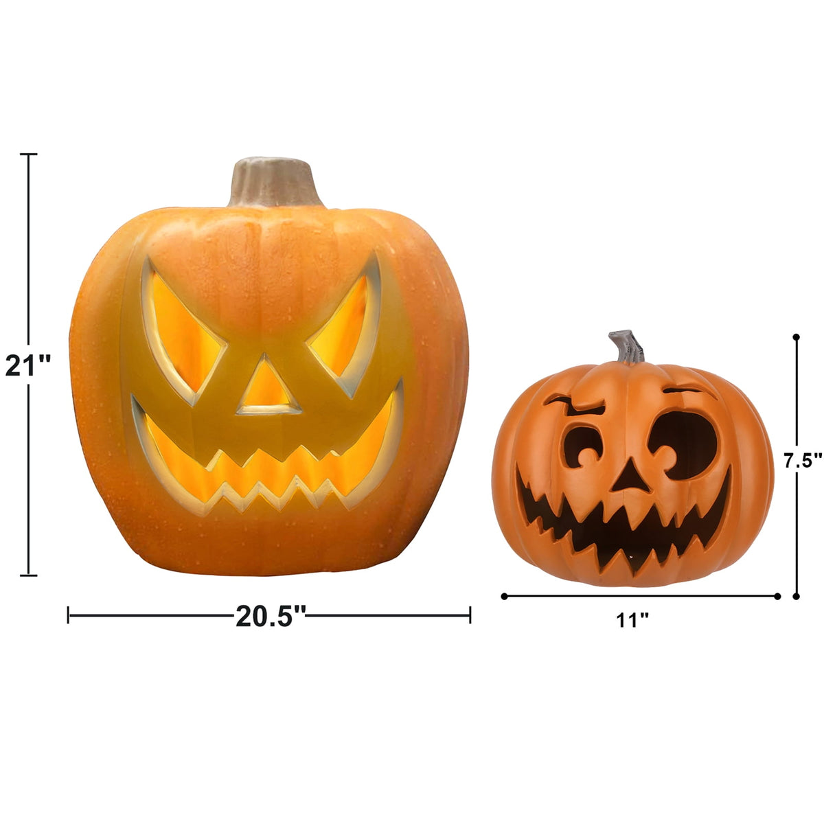 Gamexcel 21" Jack O Lantern Halloween Plastic Pumpkin Lights with Pre-lit LED Bulbs - Indoor/Outdoor Smile Face Decoration
