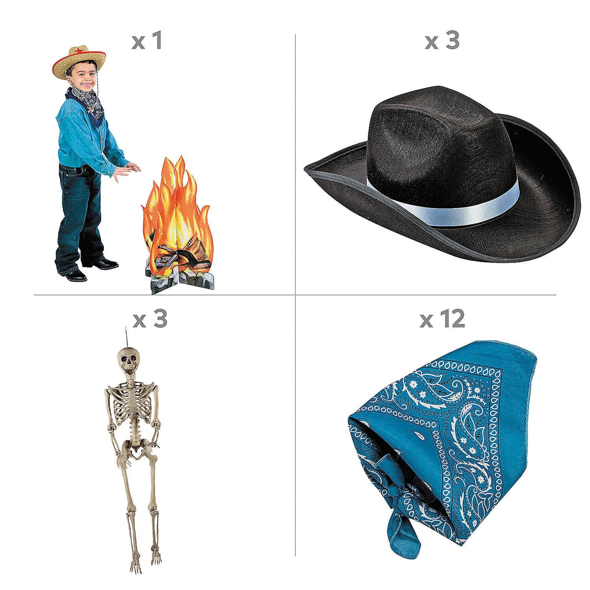 Fun Express Skeleton Cowboy Bonfire Halloween Decorating Kit - 19 Pc