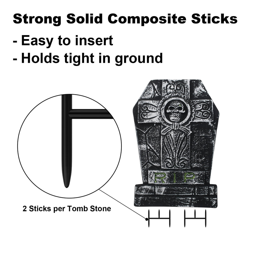 Halloween Foam RIP Graveyard Tombstones, 7Pack(3 x L-Size + 4 x XL-Size) Foam Tombstone for Halloween Party Outdoor Decorations