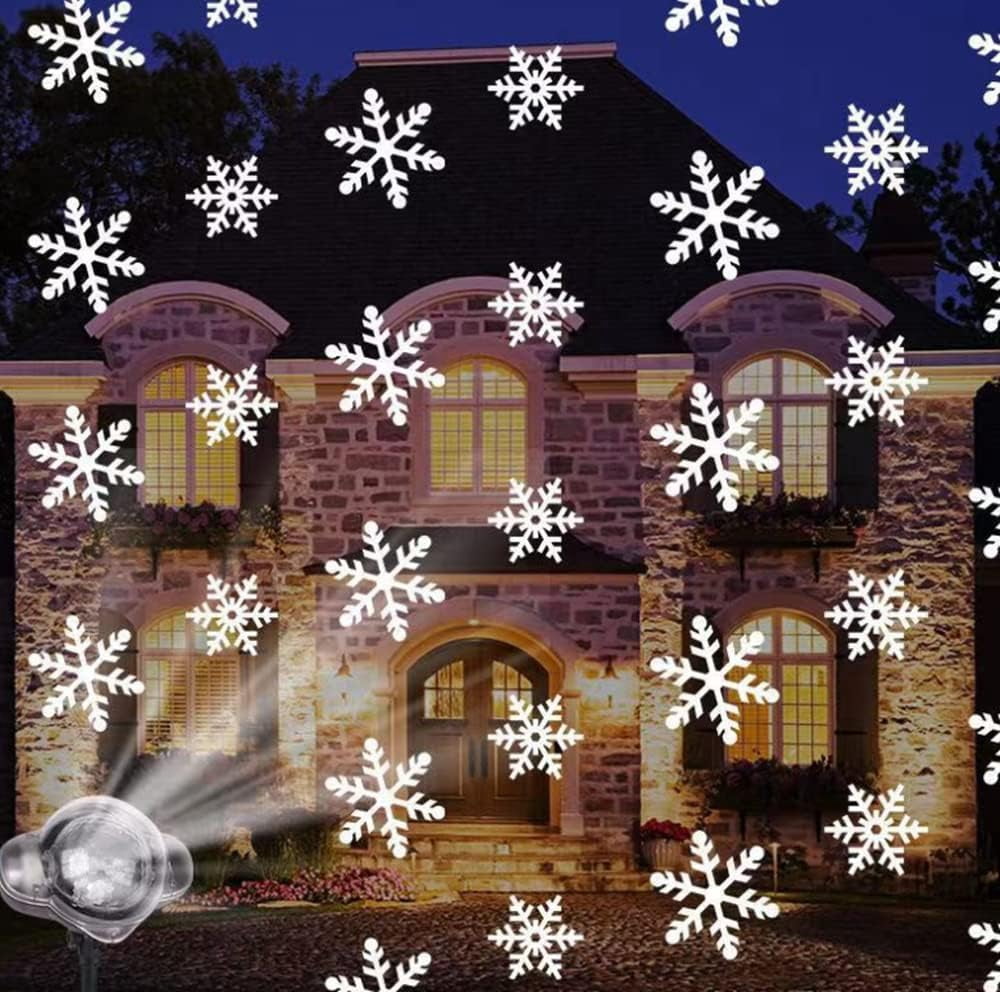 LINLIN Projector Snow Lamp, Snowfall LED Light Projector Christmas Snowflake Projector Light Waterproof with Remote&Timer Decorative Lighting