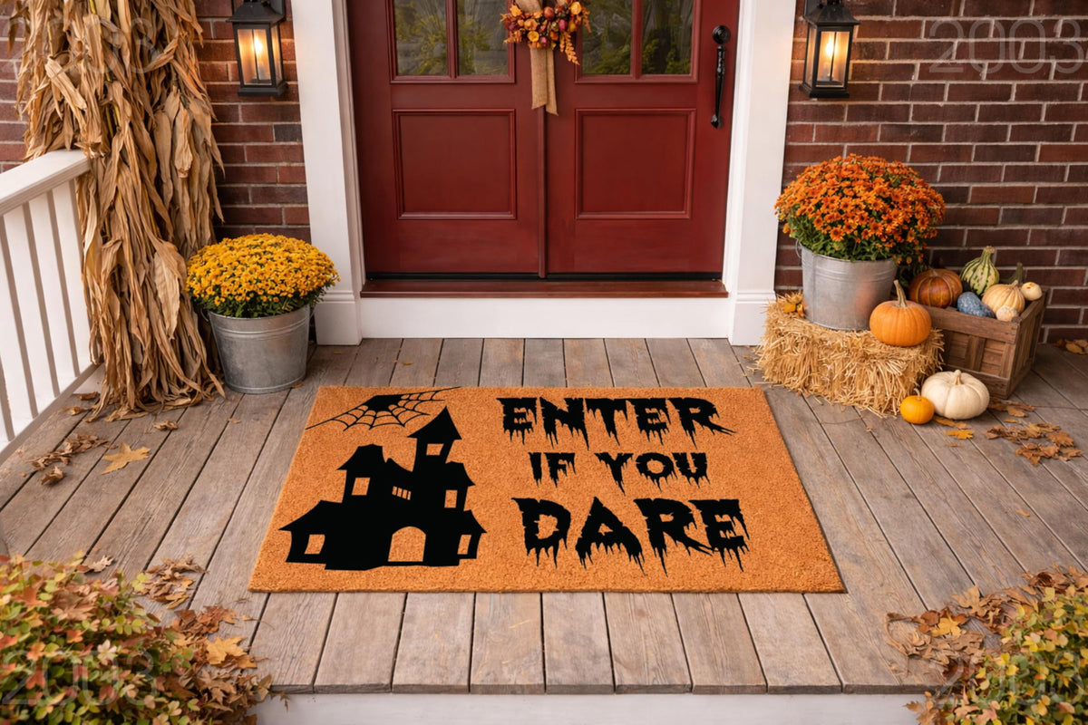 Enter If You Dare Halloween Doormat | Funny Doormat | Welcome Mat | Halloween Decor Door Mat | Home Doormat | Cute Doormat | Fall Decor