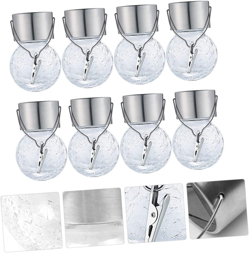 LINLIN Glass Pendant Light 8pcs Solar Lantern Outdoor Pendant Lights Lantern Chandelier Crackle Glass Globe Solar Lights Glass Solar Lights Outdoor Light Balls Hanging Crack Ball Lamp