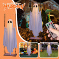 4.72 FT Large Hanging Swing Ghost Halloween Decor with String Lights Remote Control Spooky Glowing Ghost Decorations for Outdoor Indoor Porch Yard Tree Halloween Party Scary Decor