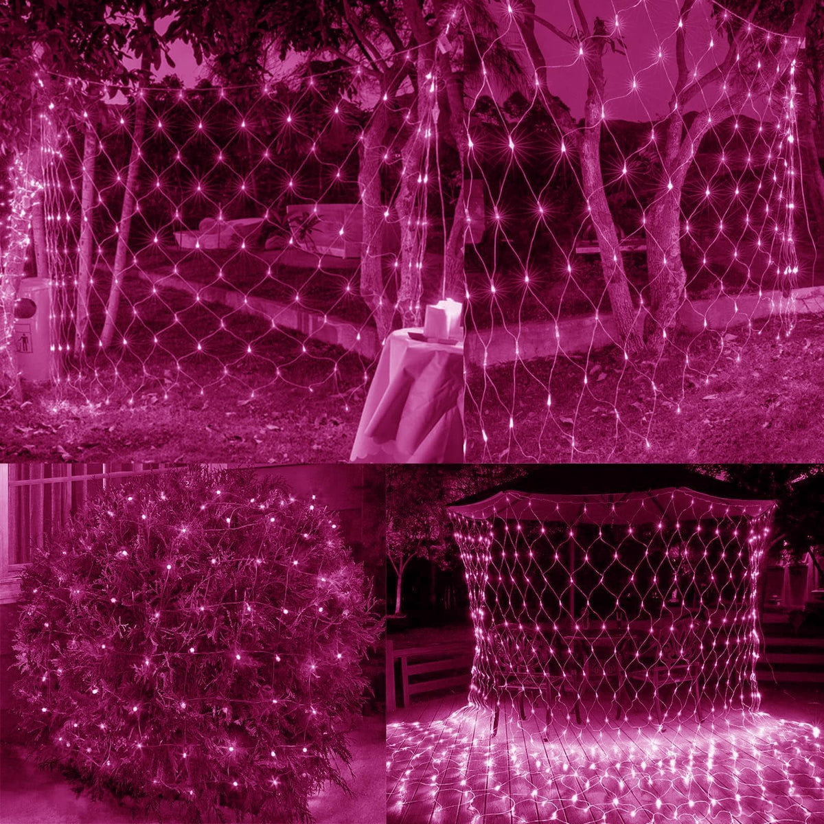 Garden Net Lights- Battery Operated 672 LED Waterproof Net Mesh Lights with 8 Modes- 6x4M Fairy String Lights for Outdoor Indoor Christmas Tree- Bush- Backyard- Garden- Party Décor.