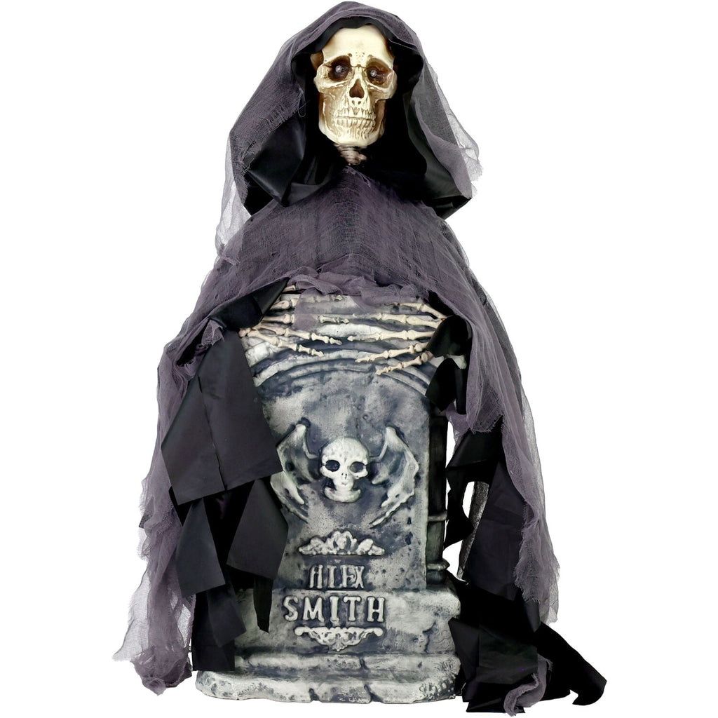 Haunted Hill Farm 3.0-Ft. Touch-Activated Rising Reaper with Tombstone Halloween Accessory