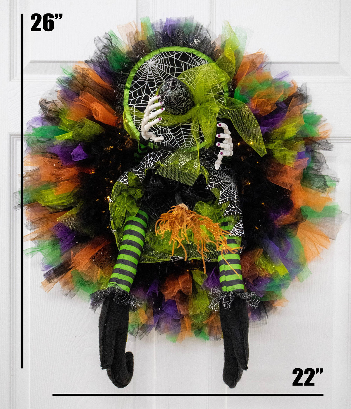 Crashed Witch Halloween Wreath with LED Lights