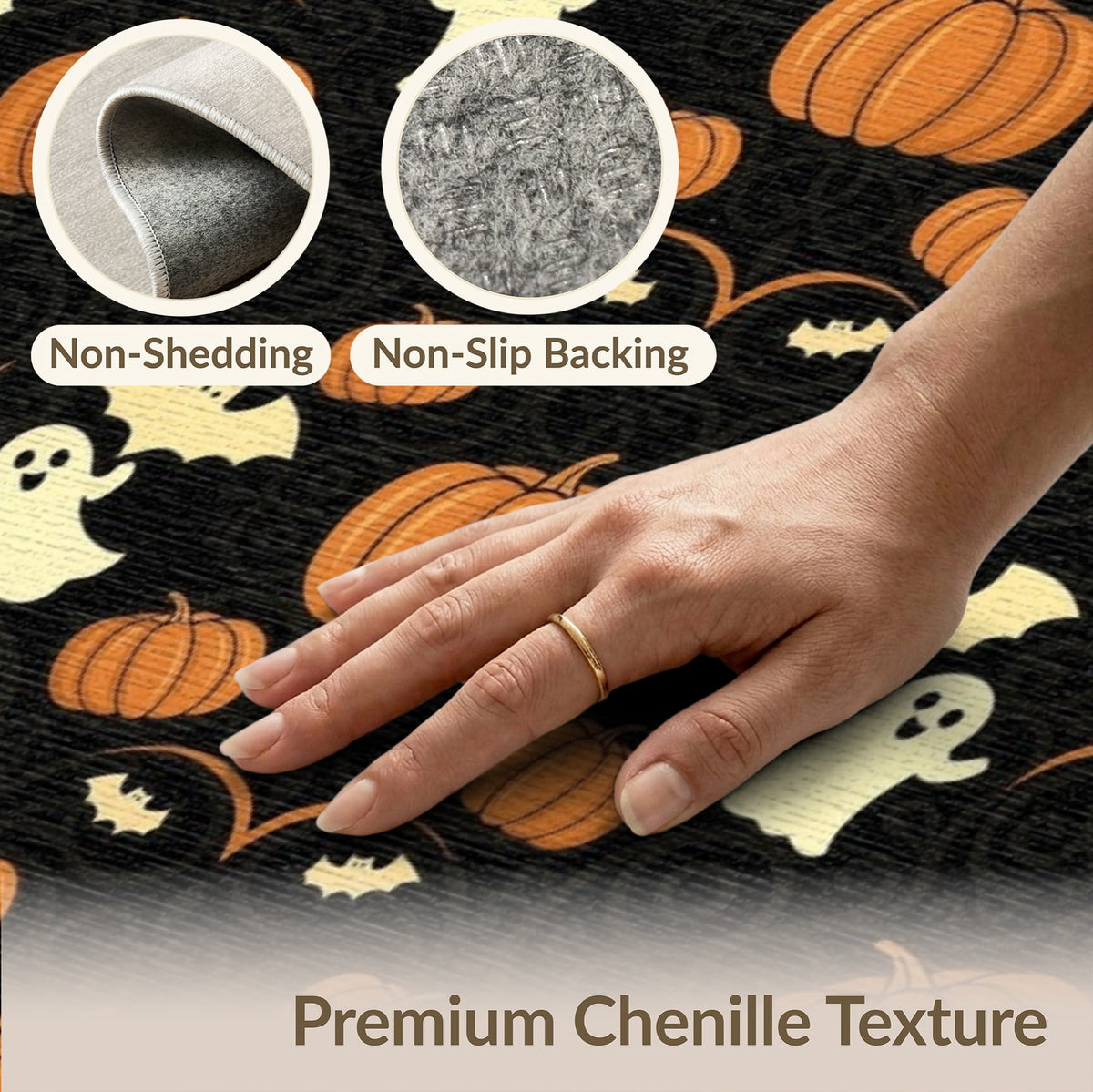 ODIKA 8'x10' Washable Area Rug Halloween Harvest Spirits Grinning Lantern Entrance Doormat Door for Living Room, Under Sectional, Family , Durable, Non-Slip