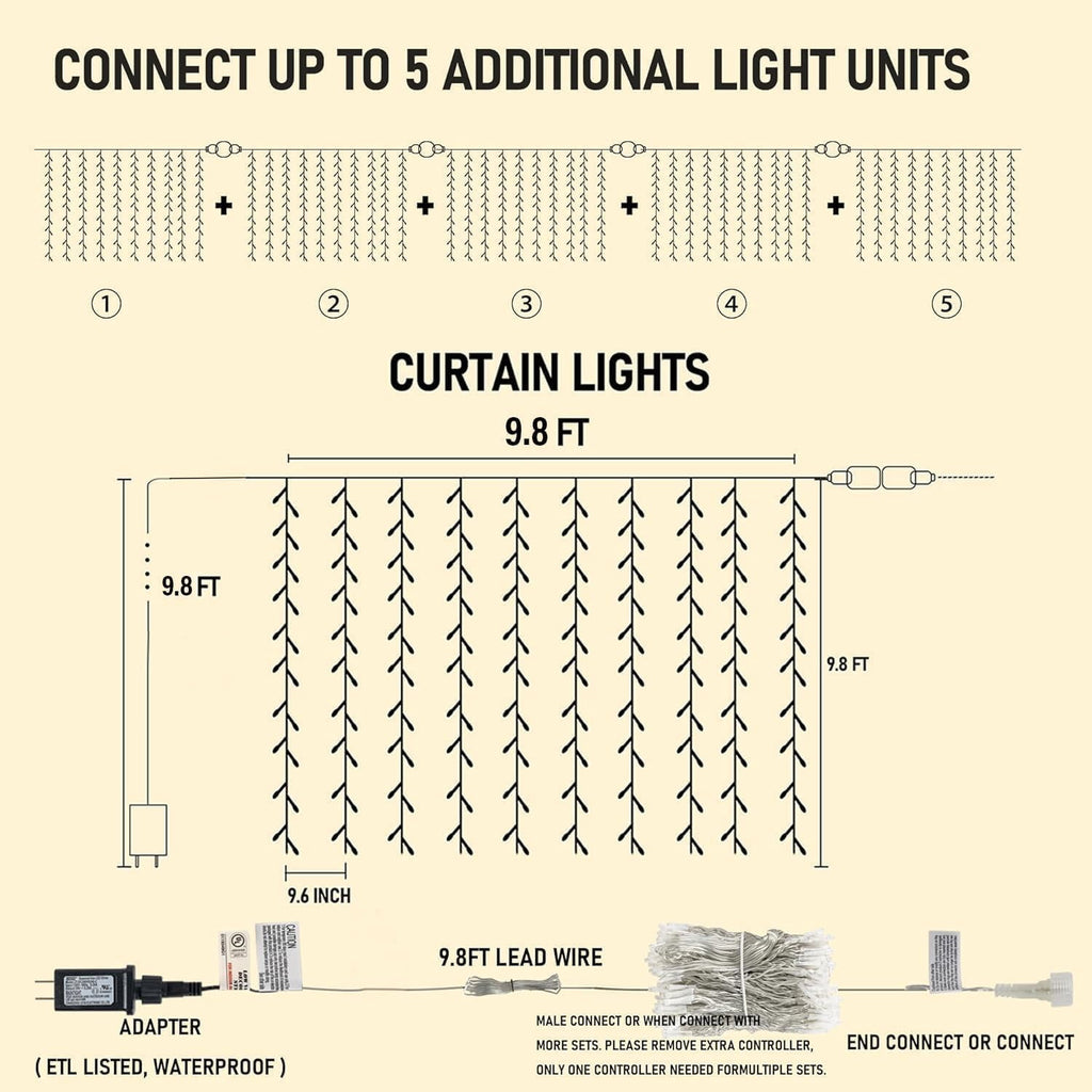 General Smart Curtain Lights, 400LED 6.6FT x 6.6FT Color Changing Valentine's Day Christmas Lights with Remote & APP, Dynamic DIY Fairy String Lights for Indoor Outdoor Bedroom Decorations