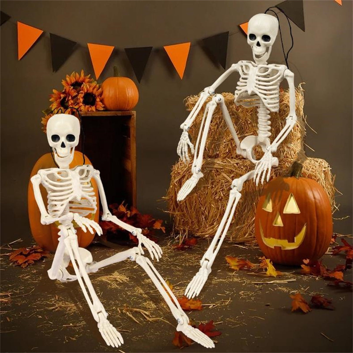 5.4FT Realistic Life-sized Human Plastic Skeleton Decoration, Flexible Joints, Standing & Hanging Skeleton Decoration for Halloween Ghost House, Tabletop, Indoor & Covered Outdoor Decor