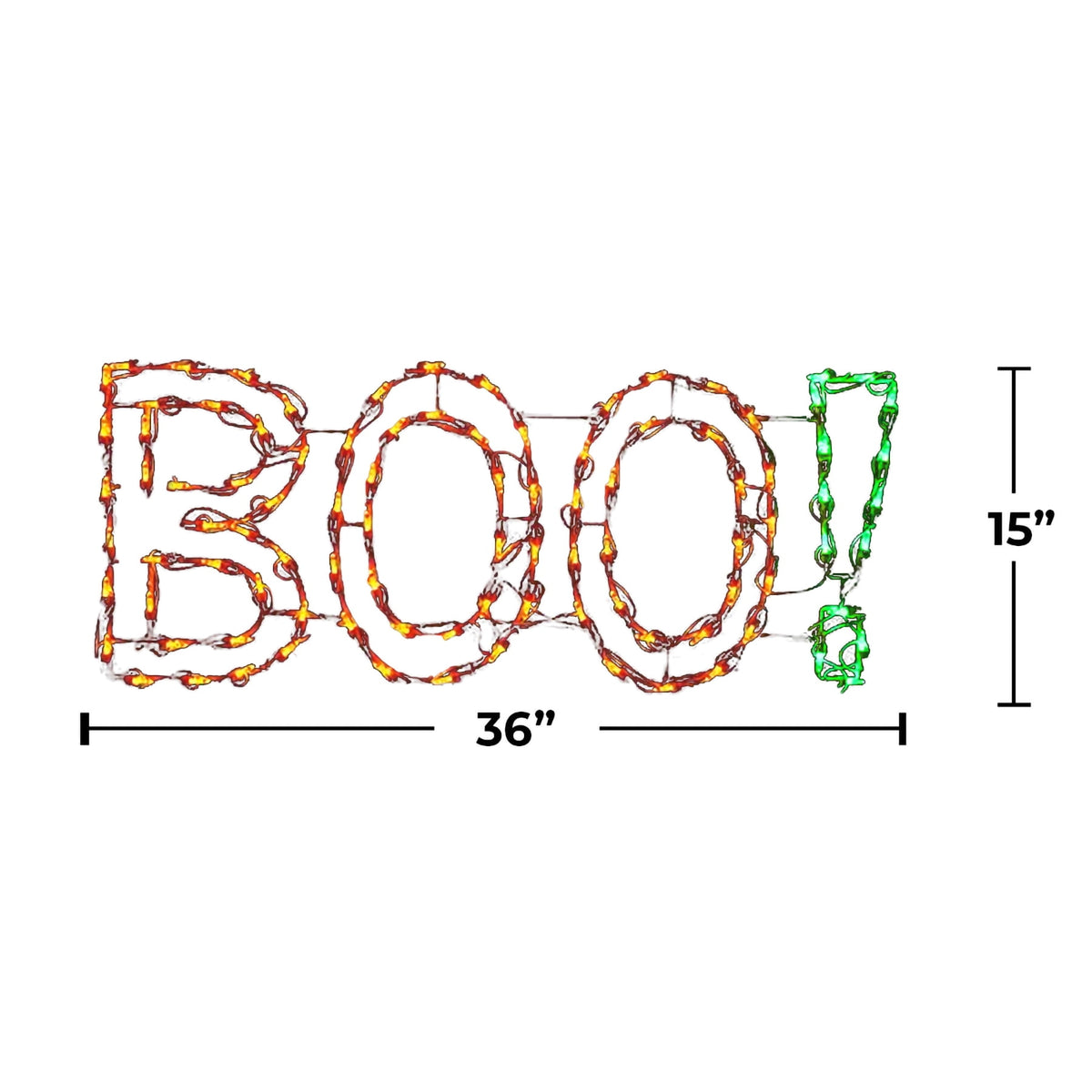 HOLIDYNAMICS LED Spooky Halloween Decoration BOO Wire Frame Orange 1 Count