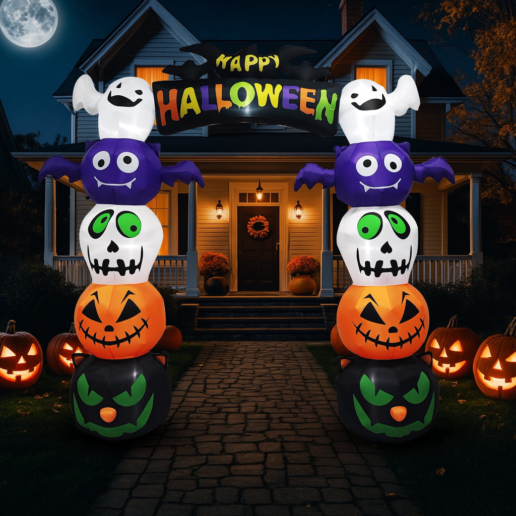 8.2FT Halloween Inflatable Pumpkin Archway with 7 LED Lights for Yard Display
