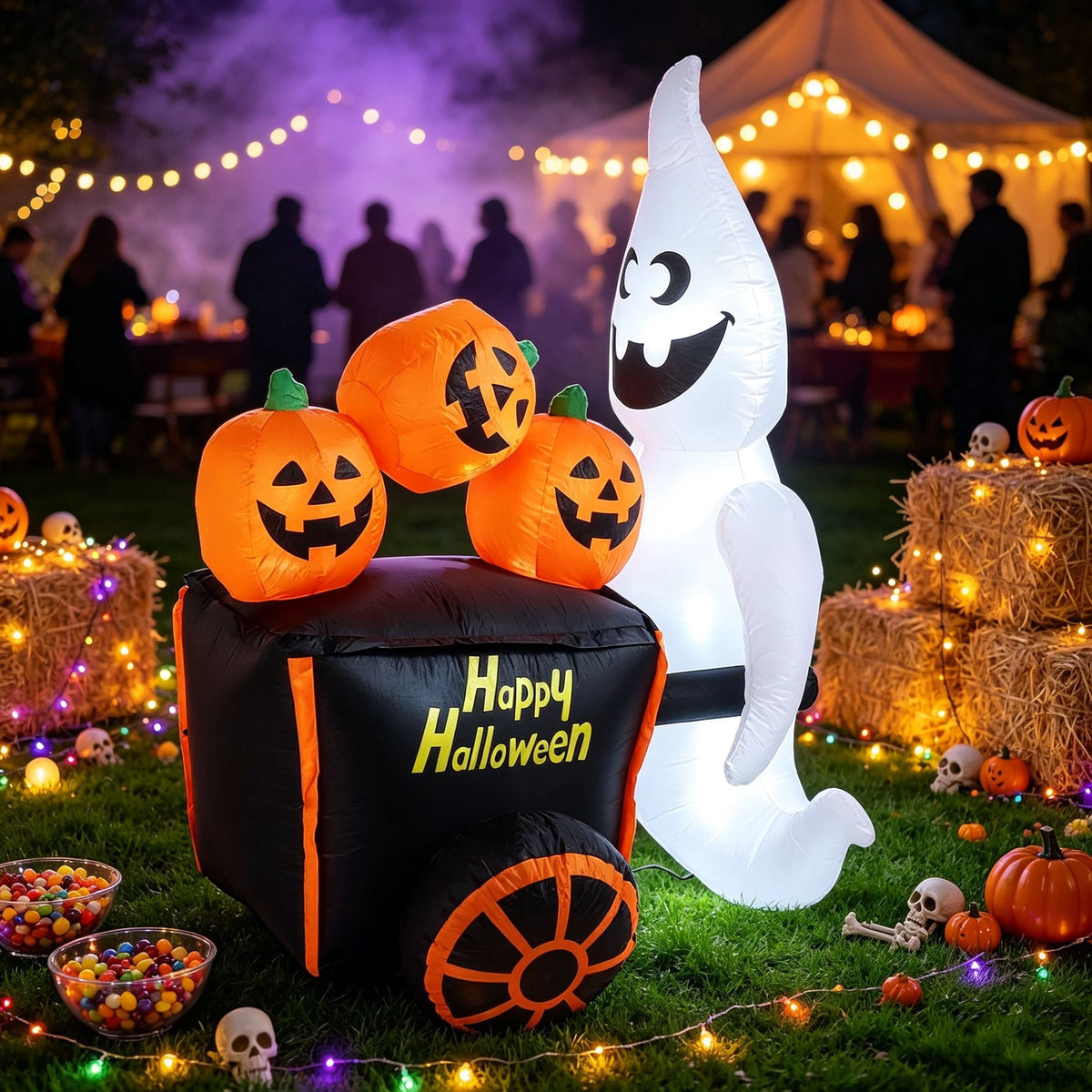 Weatherproof Inflatable Halloween Decor with LED Lights and Blower for Outdoor Display