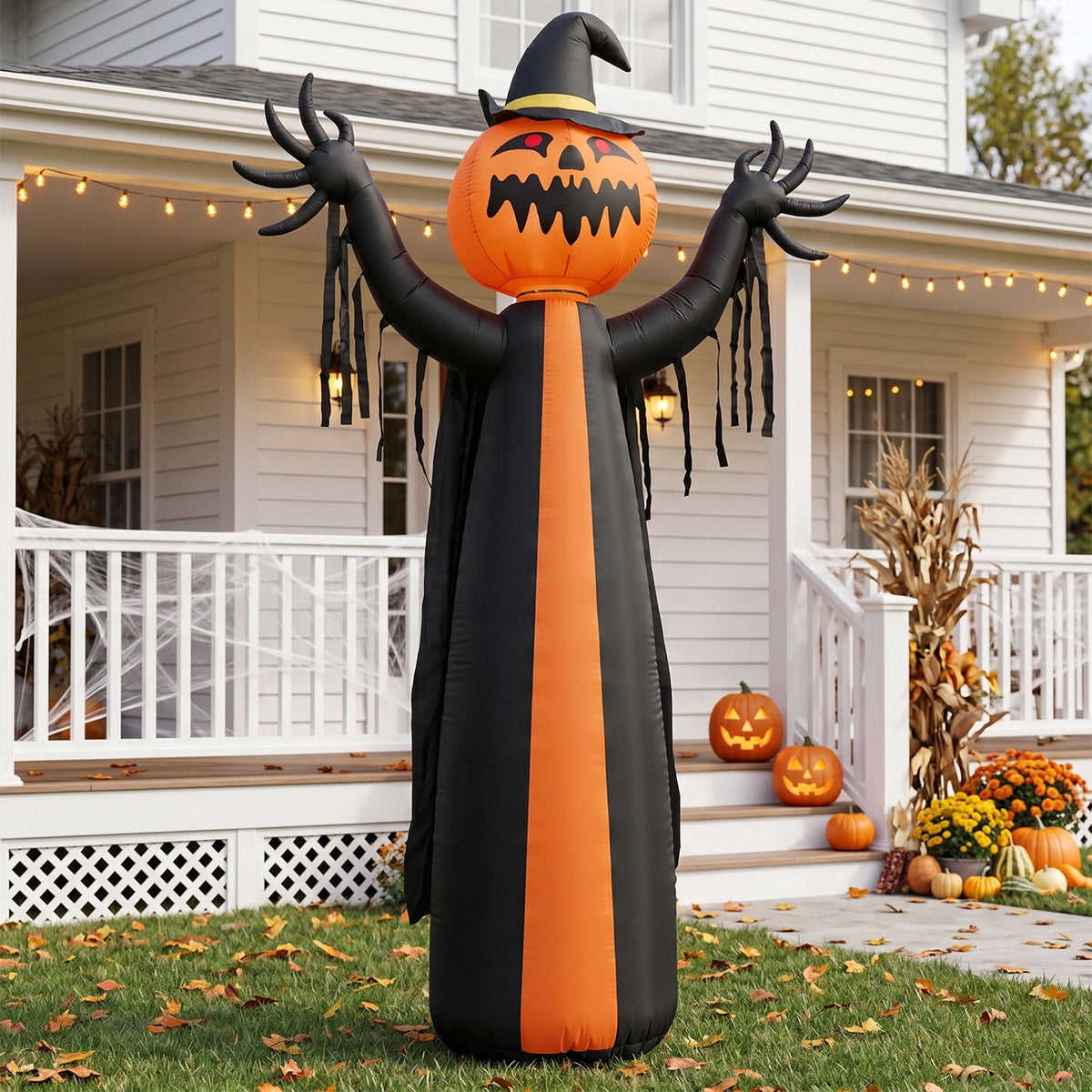 Zimtown 10 FT Halloween Inflatables Pumpkin with A Turning Head,Outdoor Halloween Decoration
