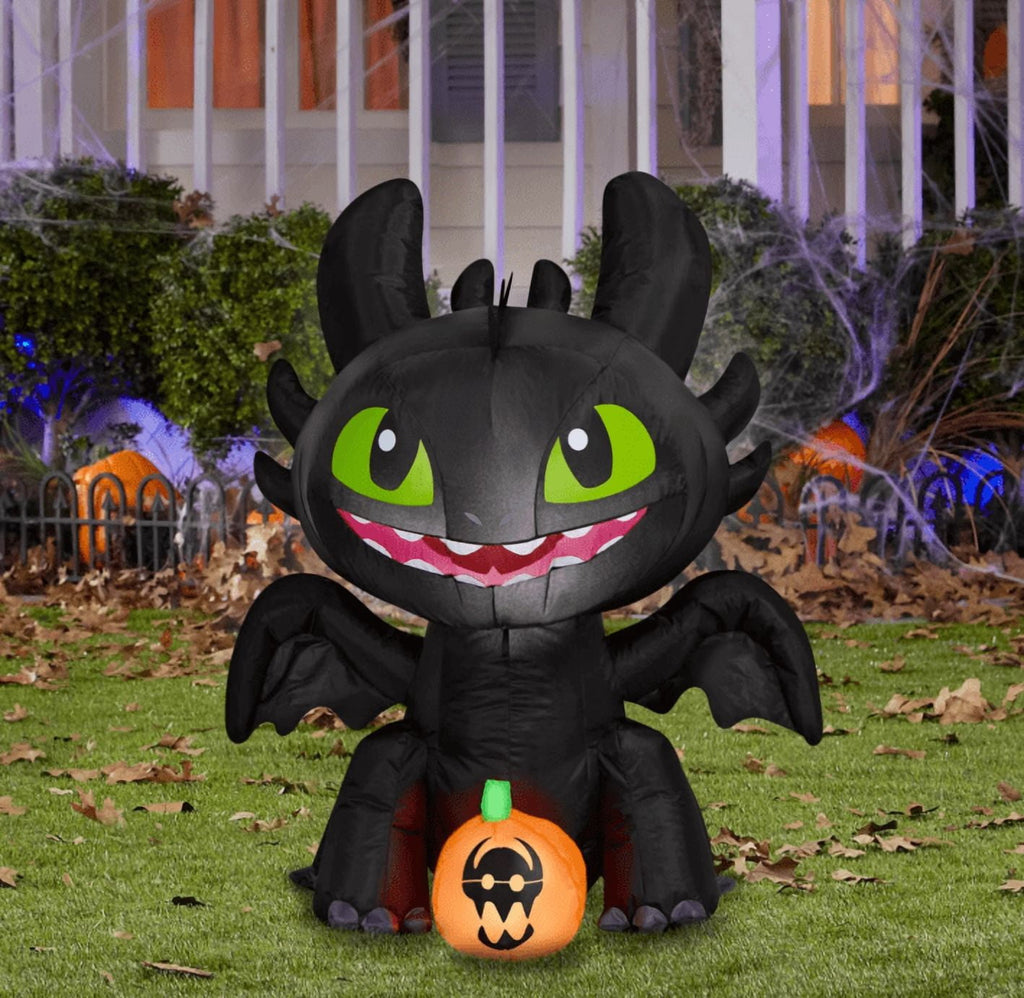 3 ft Airblown-Stylized Toothless with Jack-O-Lantern Halloween Inflatable