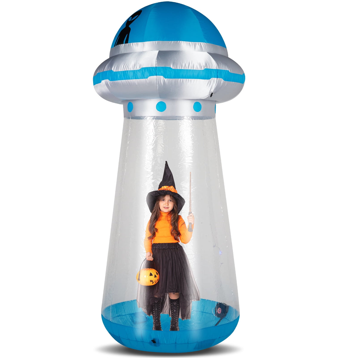 8.8 FT Halloween Inflatable UFO Yard Decoration with LED Lights Stand Inside Blow Up Decor